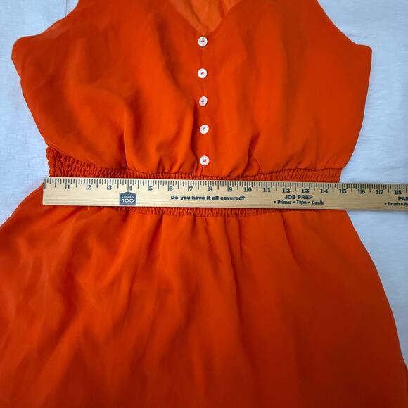 PrettyGarden Orange Maxi Dress XL Button Front Smocked Waist Tiered Flowy - Picture 6 of 6